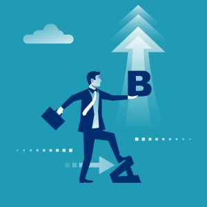 Plan A and B. The businessman goes to the plan B. Reserve business strategy. Second option. Vector illustration flat design. Alternative solution of problems.